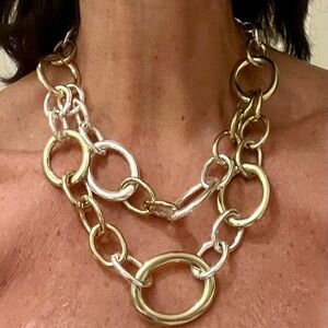 Elegant Gold and Silver Chain Choker